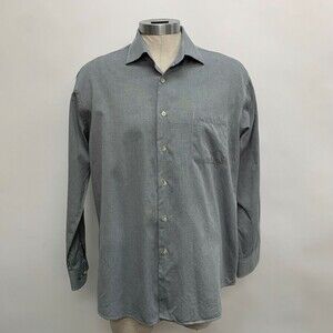 Peter Millar Men's Shirt Size 17 L Gray Print Long Sleeve
